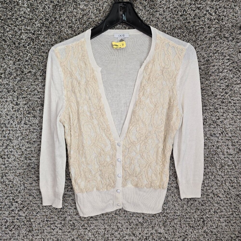 Cache Cardigan Womens Small Cream Silk Wool Blend Lightweight Casual Ladies‎